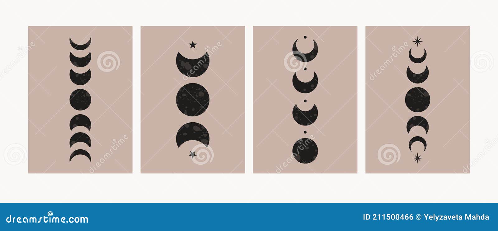 abstract moon phases posters. mid century lunar minimalist art decor, mystic contemporary print.  .
