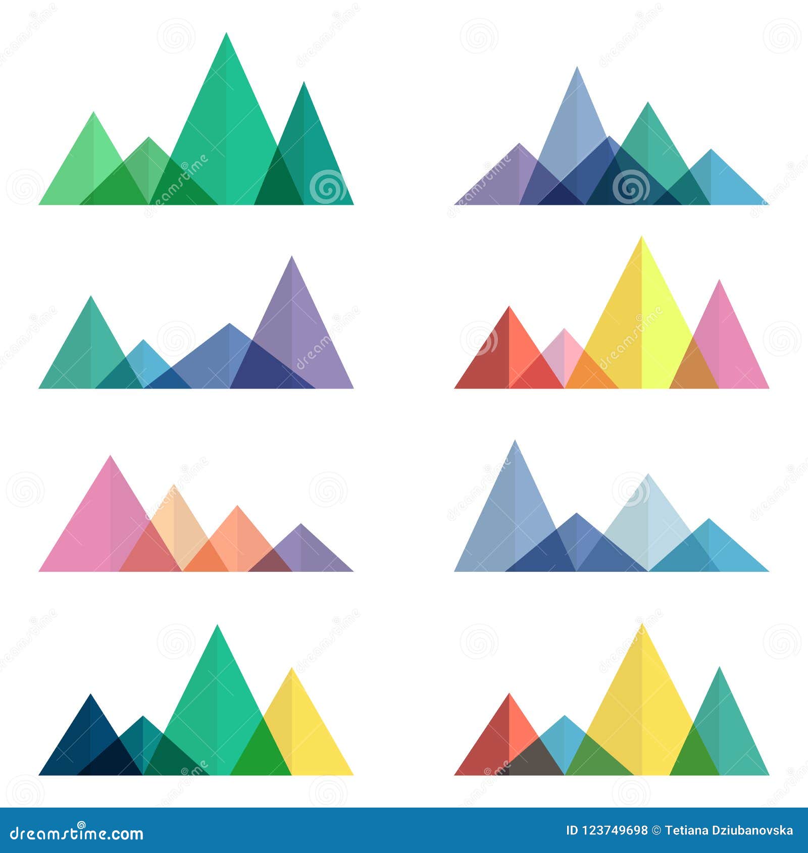 Abstract Mountains Ridges in Geometric Style. Vector Design Elements ...