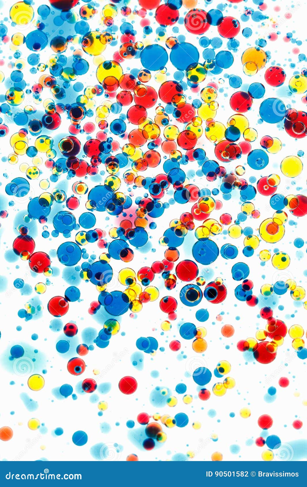 Abstract Multicolor Background. Bubbles of Paint and Ink on a White