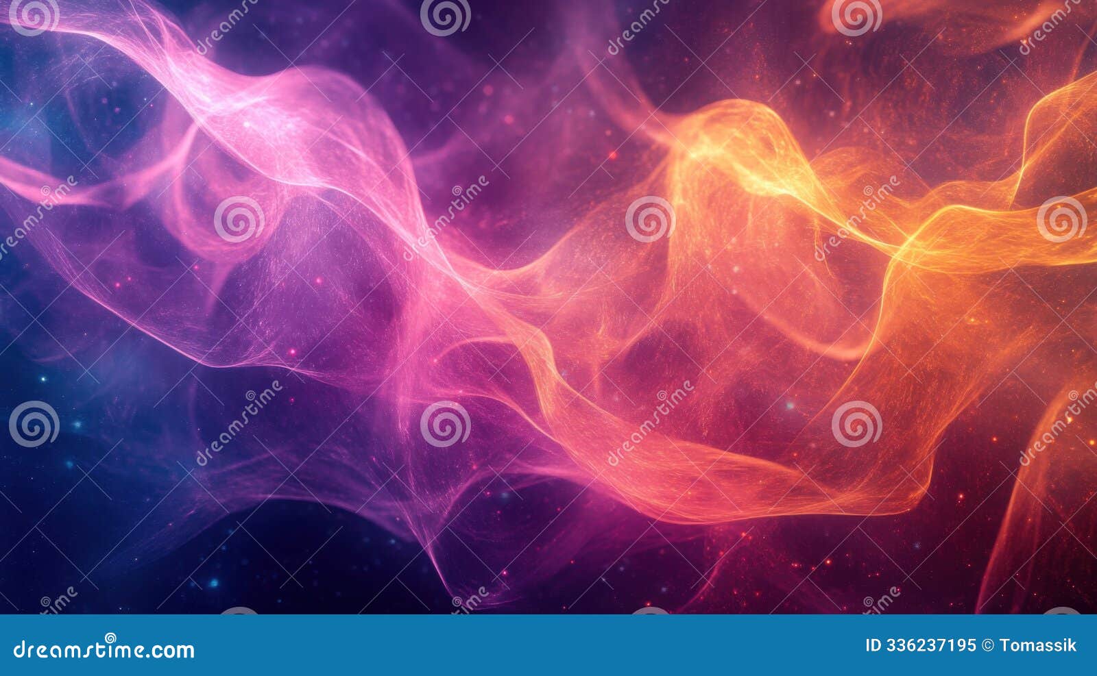 abstract multicolored smoke in cosmic fantasy space with starry background