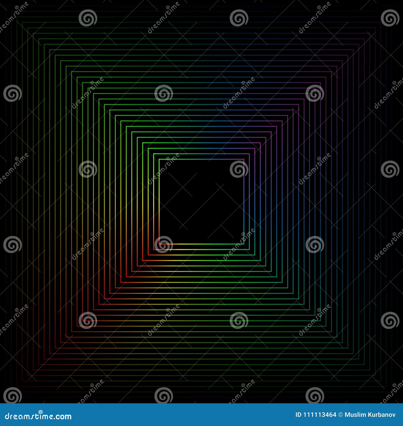 Abstract Multicolored Square Lines on a Black Background. Vector Stock ...
