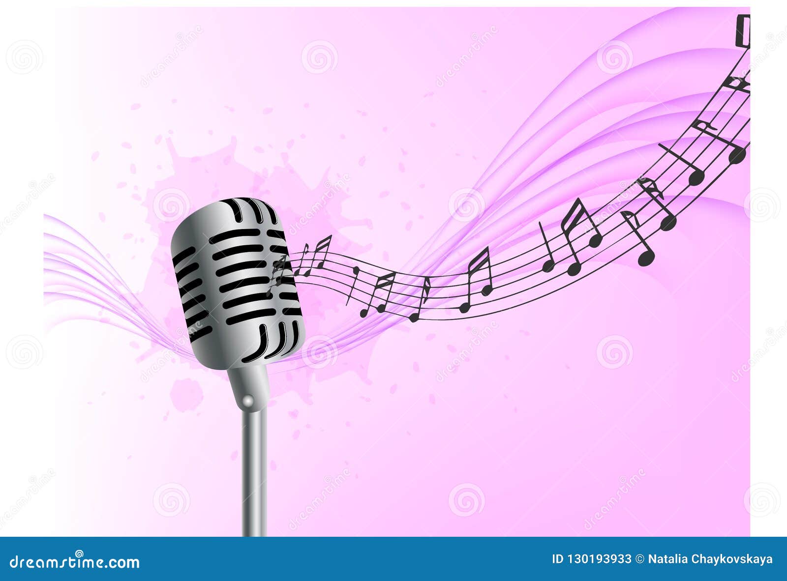 Abstract Music Background Realistic Microphone Wave Notes Pink Background  Stock Illustration - Illustration of presentation, audience: 130193933