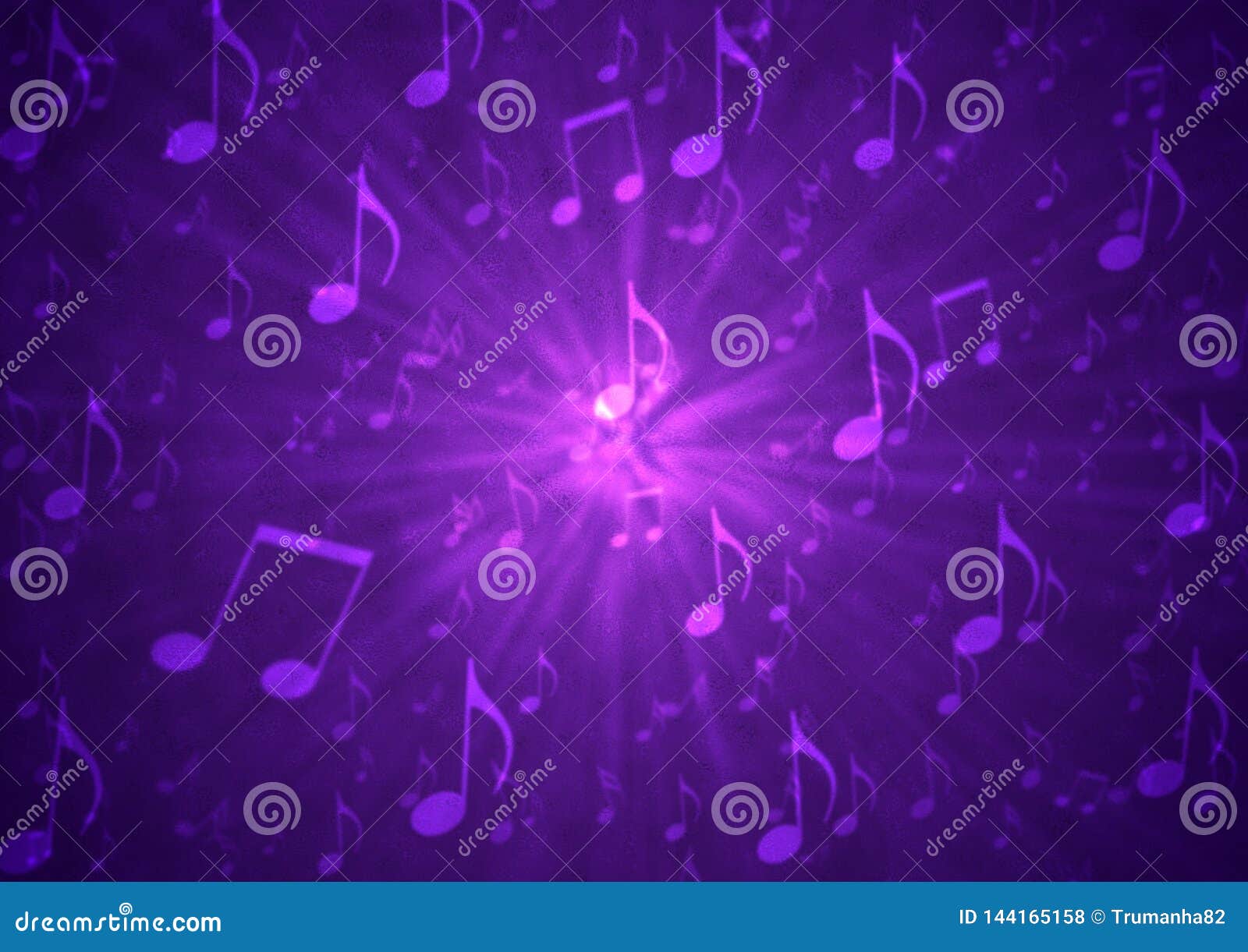 abstract music notes blast in blurry grungy dark purple background