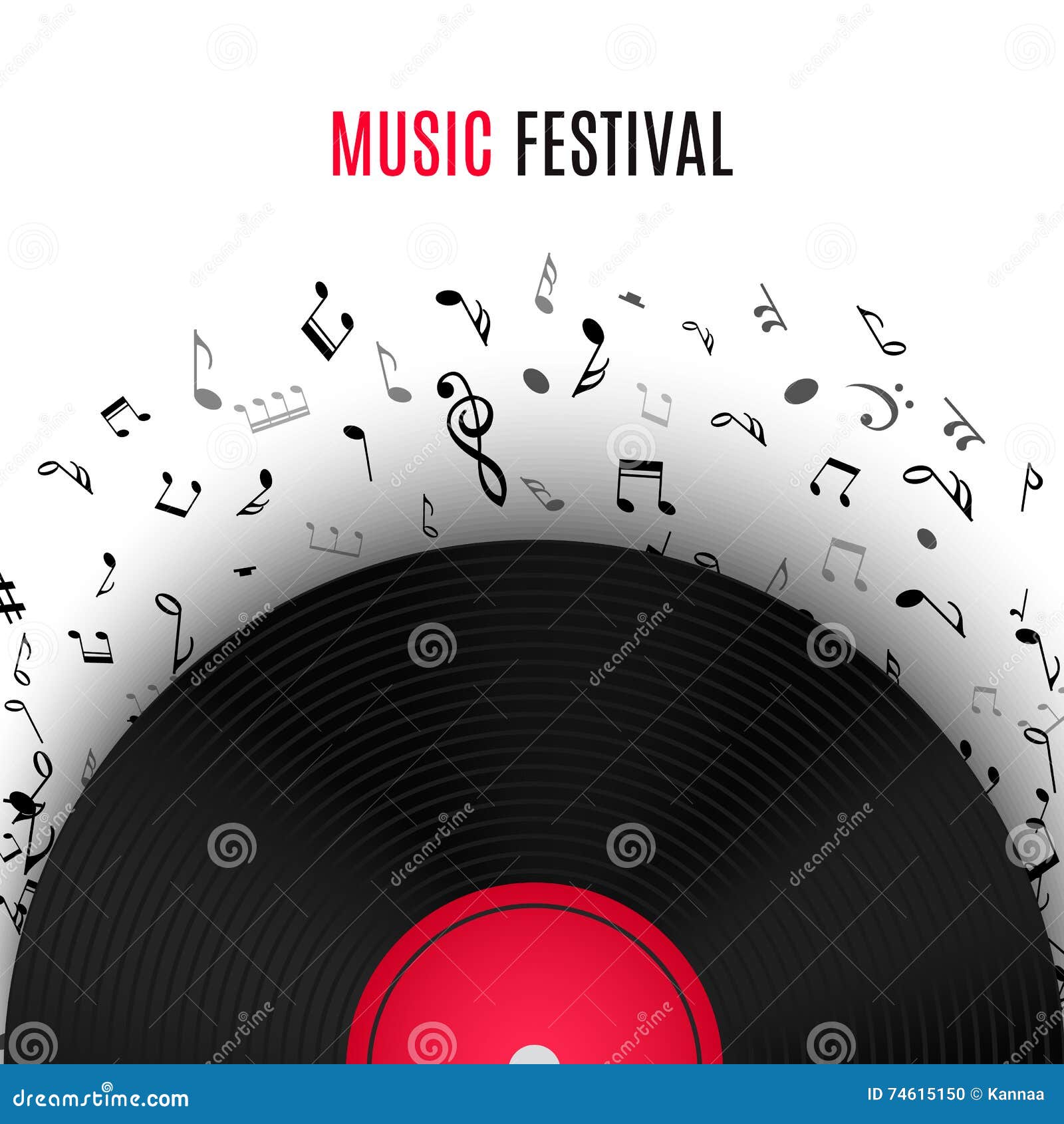 Abstract Musical Frame and Border with Black Notes on White Background