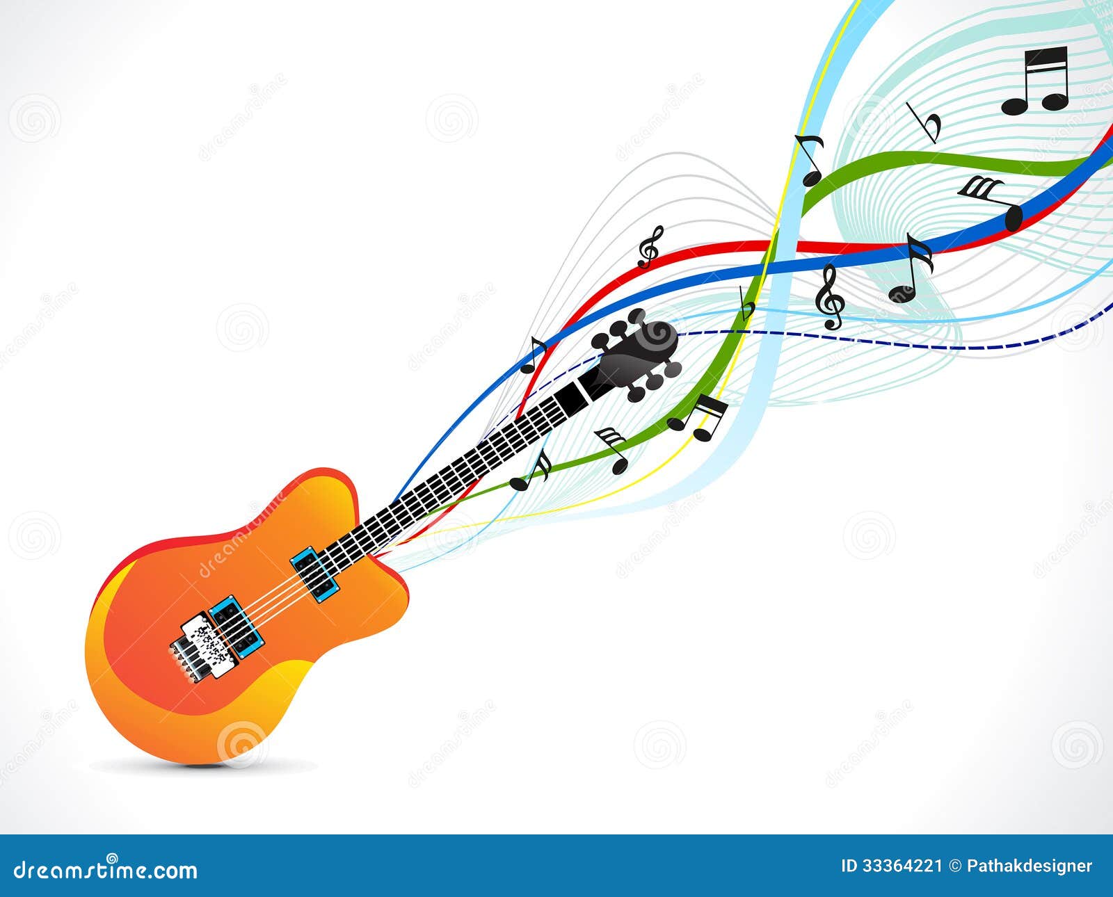 Abstract Musical Guitar with Wave Stock Vector Illustration of musical, modern 33364221