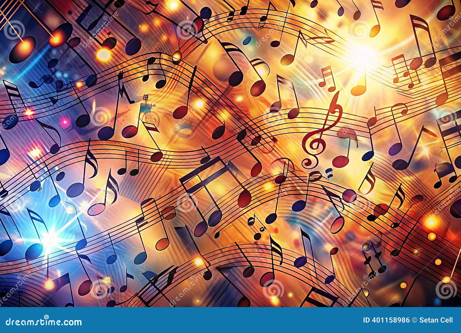 Abstract Musical Notes Background with Glowing Lights Stock Illustration -  Illustration of party, modern: 401158986, image size:1600x1157