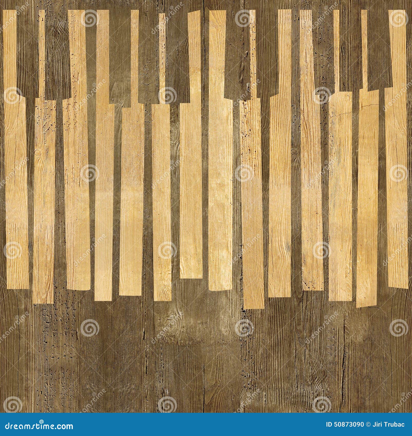 Abstract Musical Piano Keys - Seamless Background - Wood Texture Stock