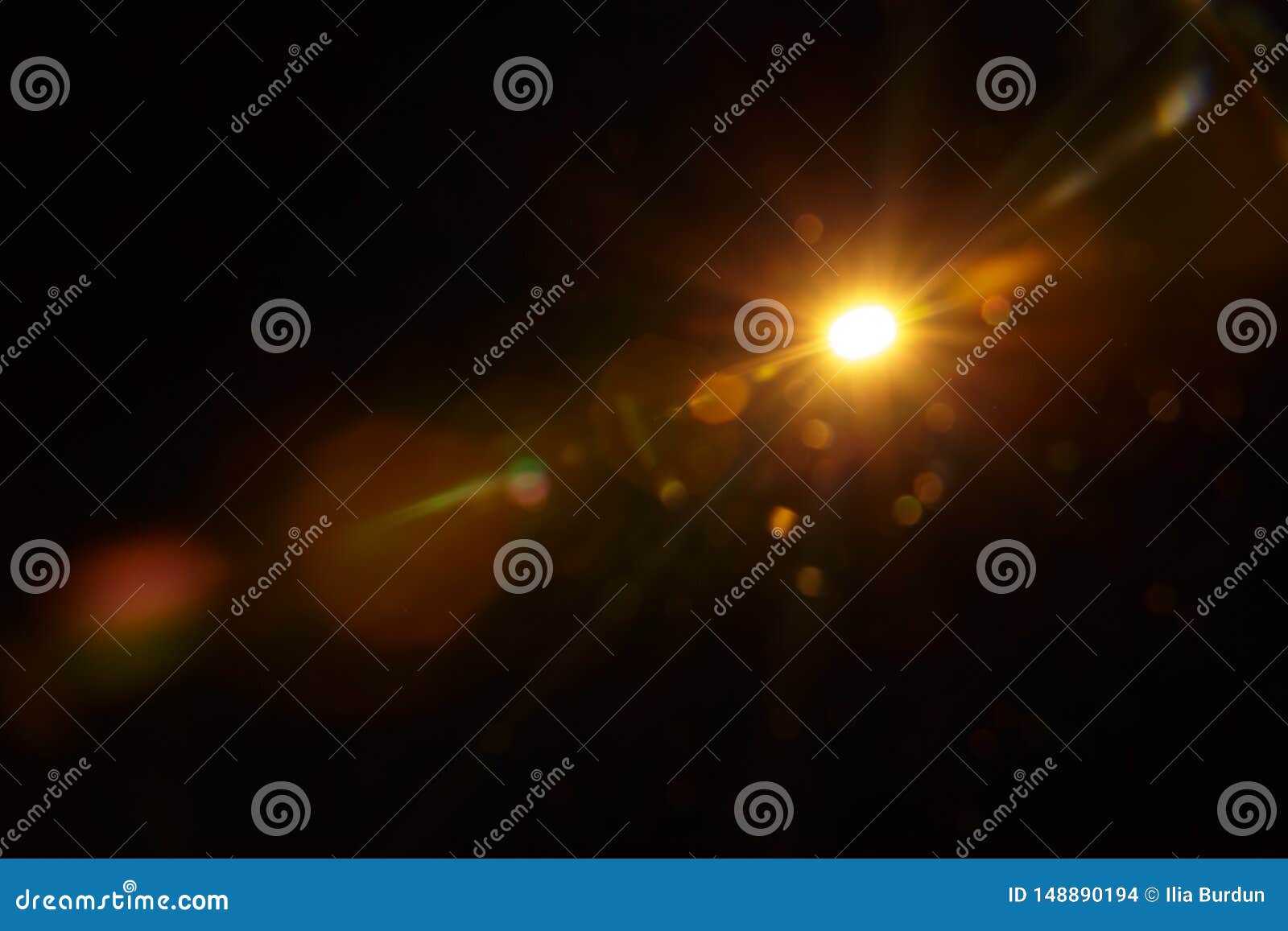 abstract natural sun flare on the black