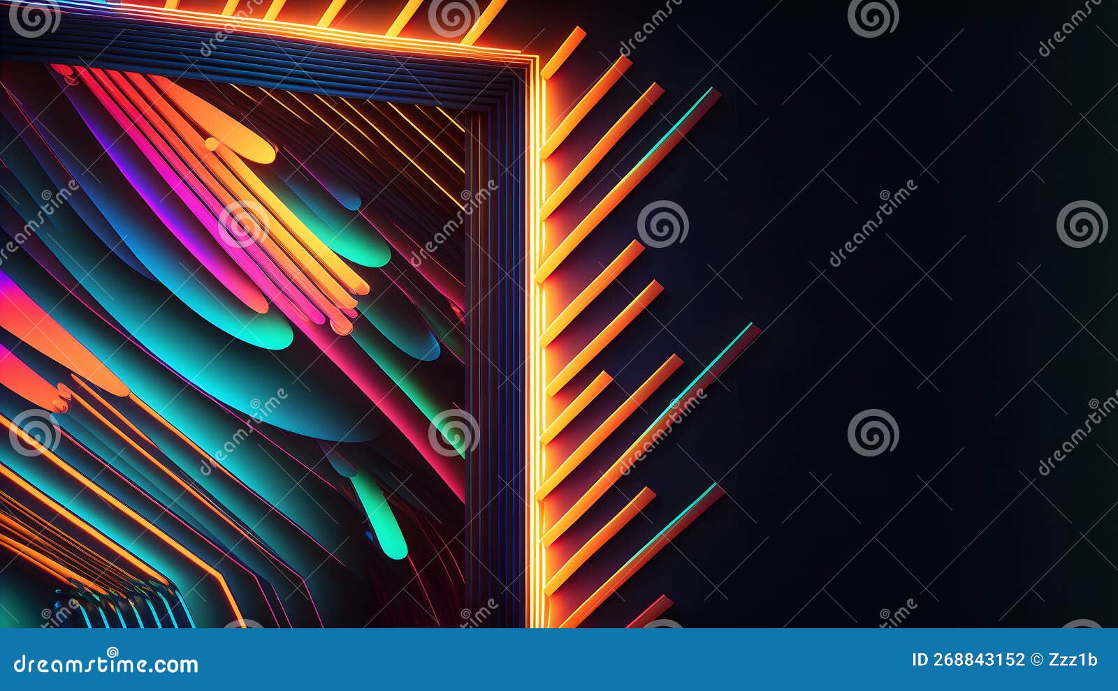 Abstract Neon Art on Black Background, Neural Network Generated Art