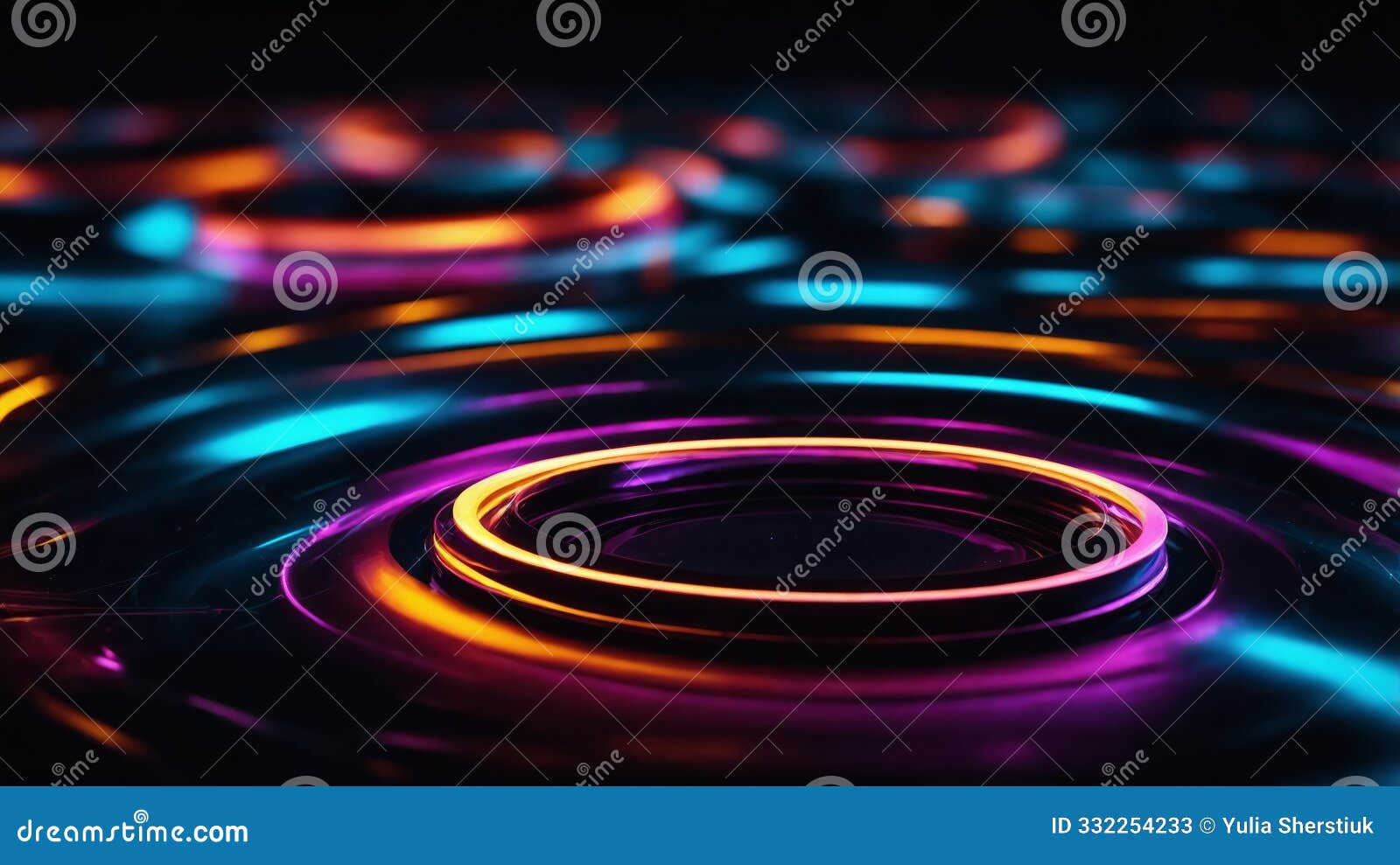 abstract neon circle light background beautiful colorful circle light effect of neon glow lights and black background.