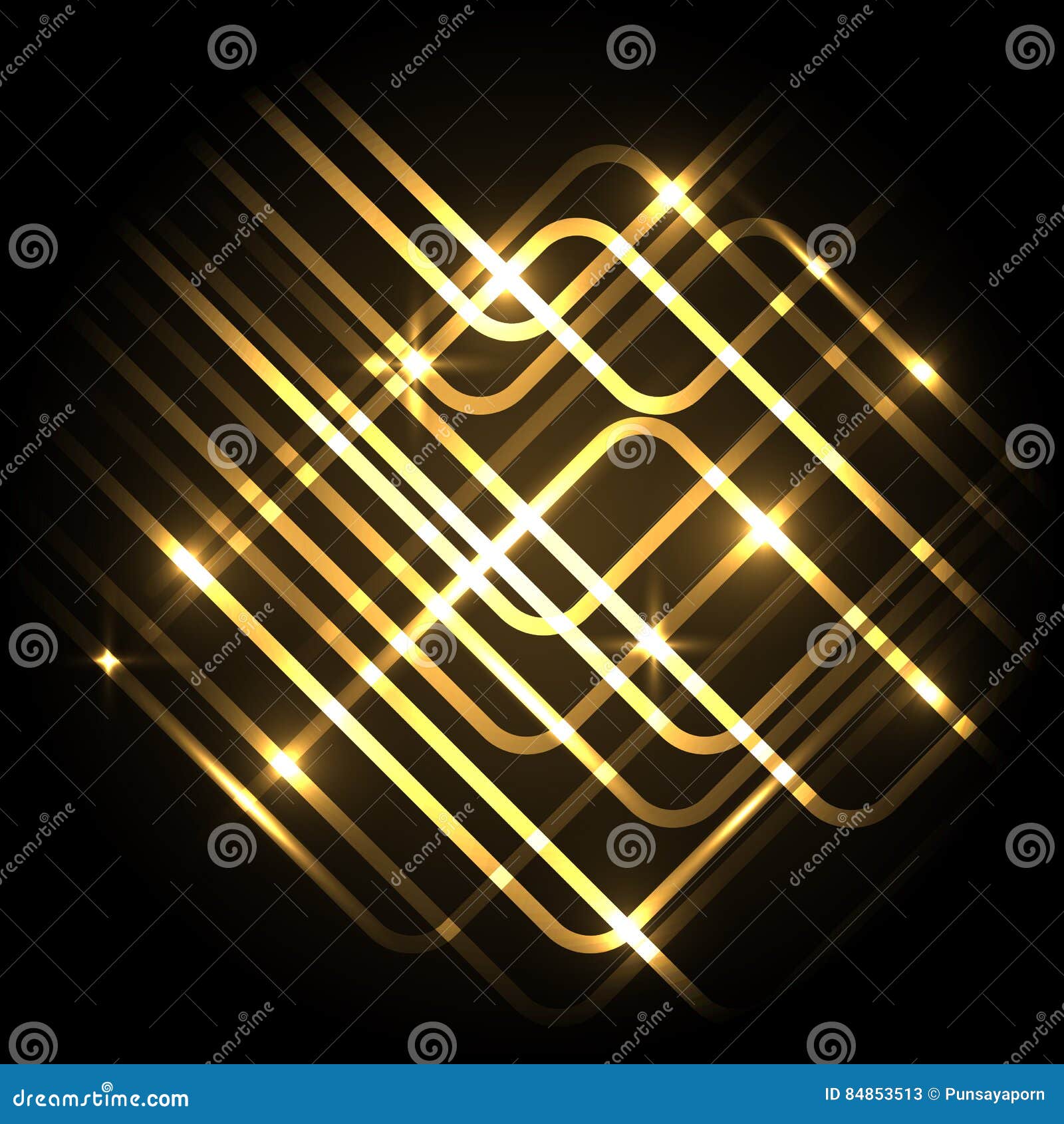 Abstract Neon Gold Background with Lines Stock Vector Illustration of