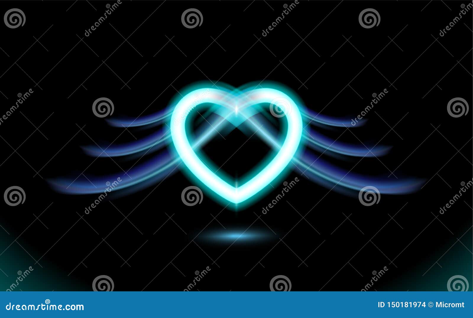 Abstract Neon Heart with Wings, Gothic Anime, Blue Glow Radiant Effect of  Love for Valentines Day. Holiday Design, Night Romance Stock Vector -  Illustration of dark, concept: 150181974