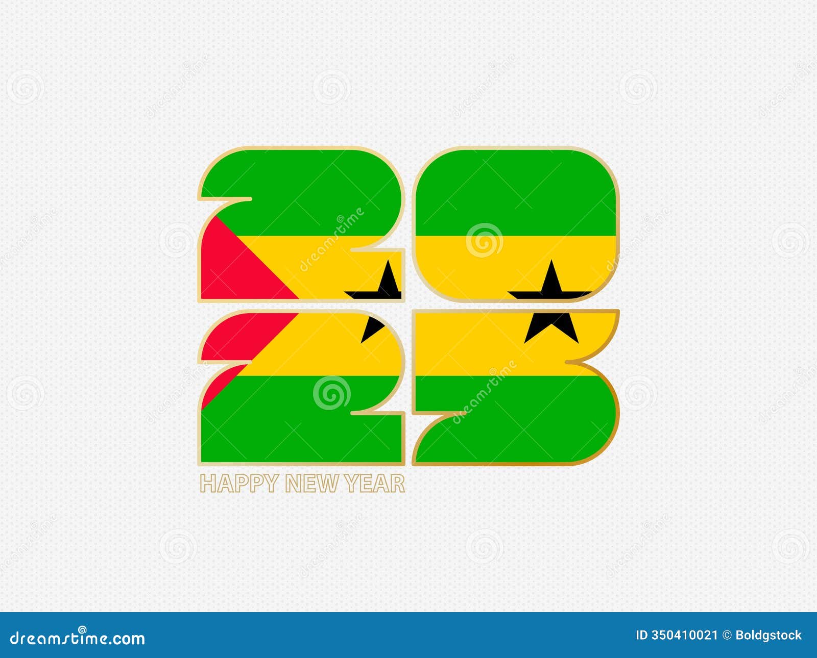 Abstract Numbers 2025 with Flag of Sao Tome and Principe Stock