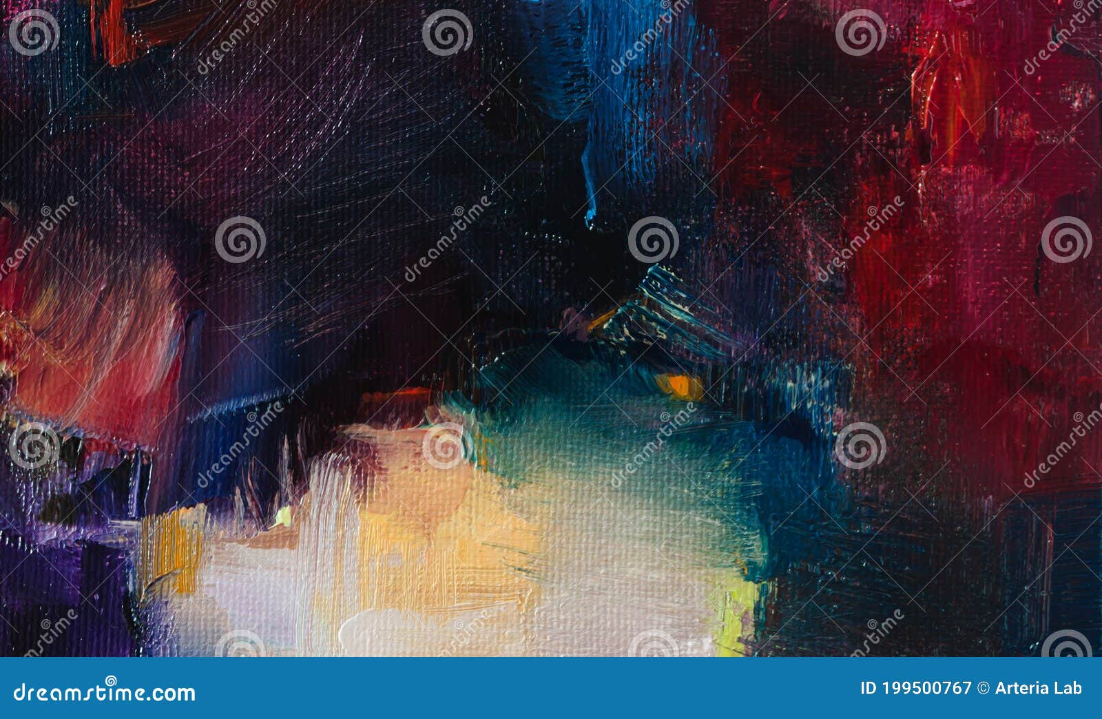 Abstract Oil Painting Background. Oil On Canvas Texture. Hand Drawn Oil A Small Bright Spot On An Object Or Painting