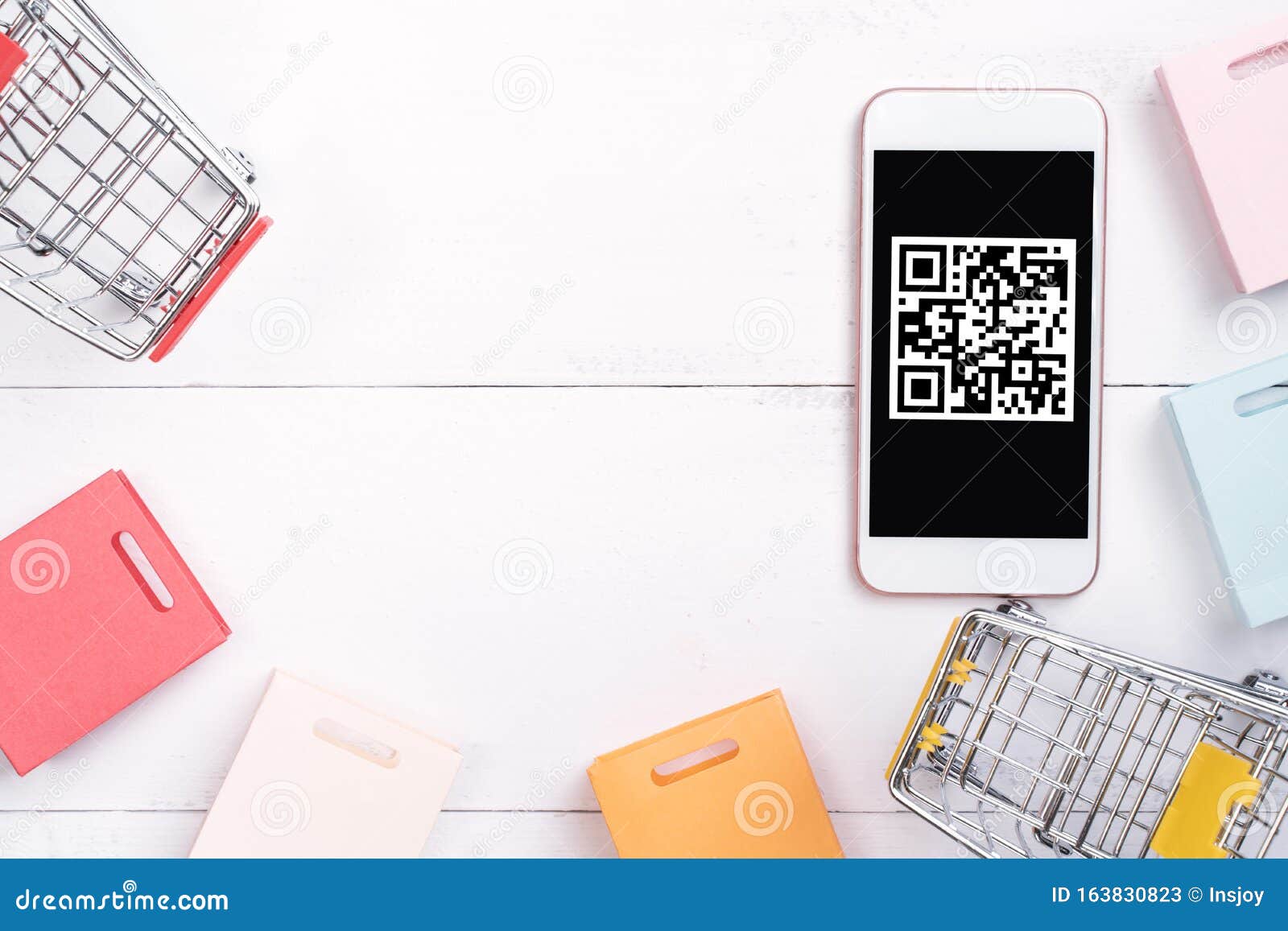 Abstract Online Shopping, Mobile Payment With QR Code