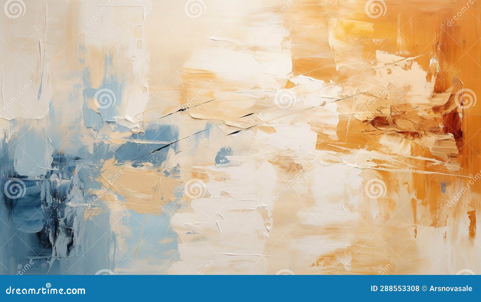 Abstract Orange and Blue Paint Brushstrokes Texture Pattern Painting