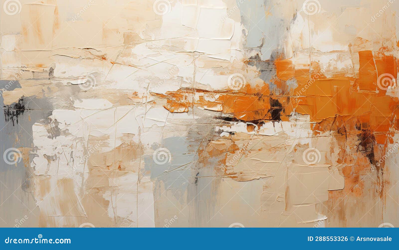 Abstract Orange and Blue Paint Brushstrokes Texture Pattern Painting