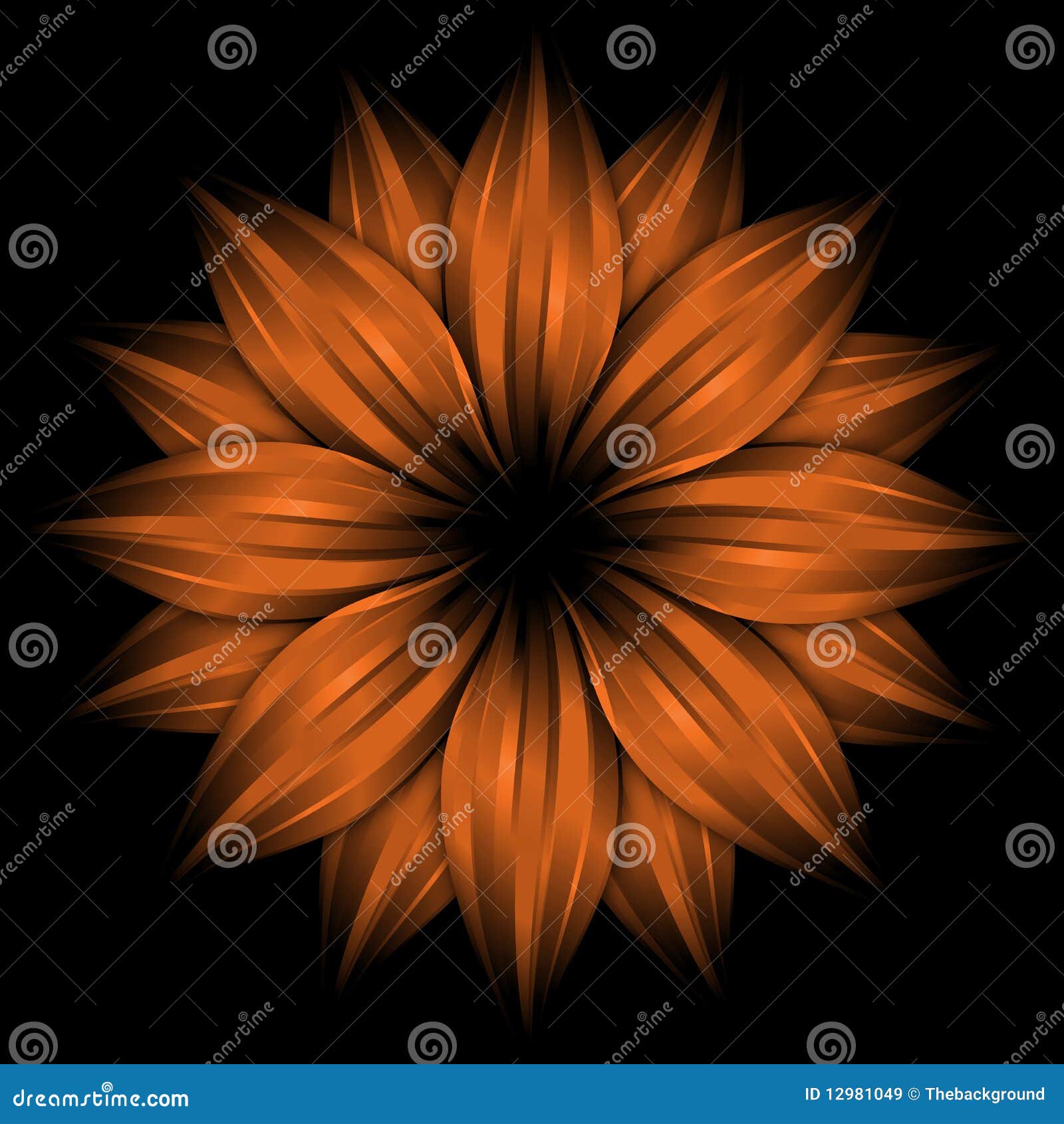 Abstract Orange Flower On Black Background Stock Illustration Image