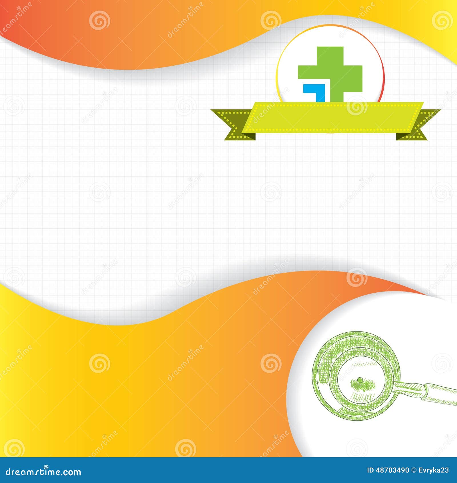 Abstract Orange Green Grid Medical Background Stock Vector