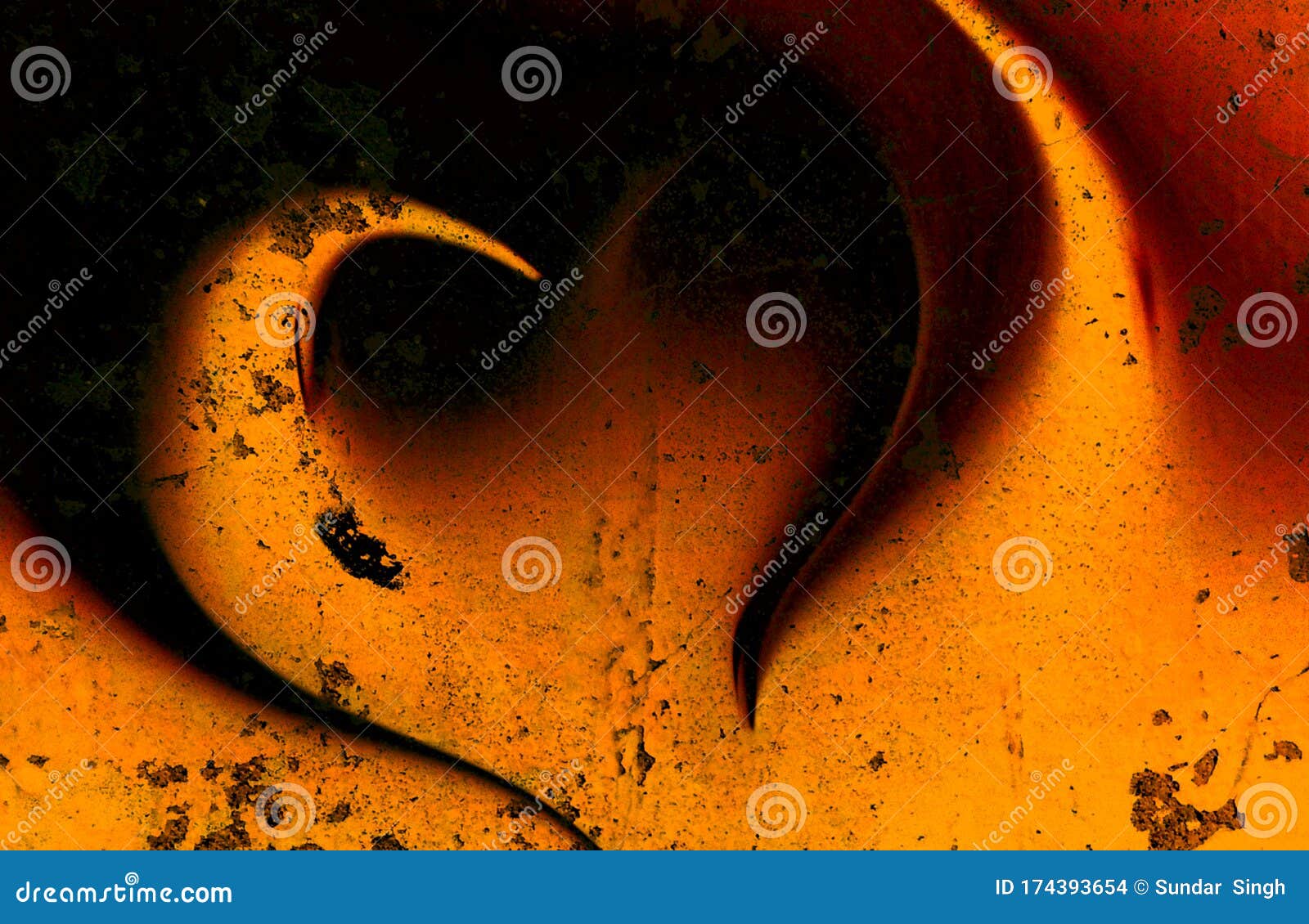 abstract orange heart with rough background,wallpaper.