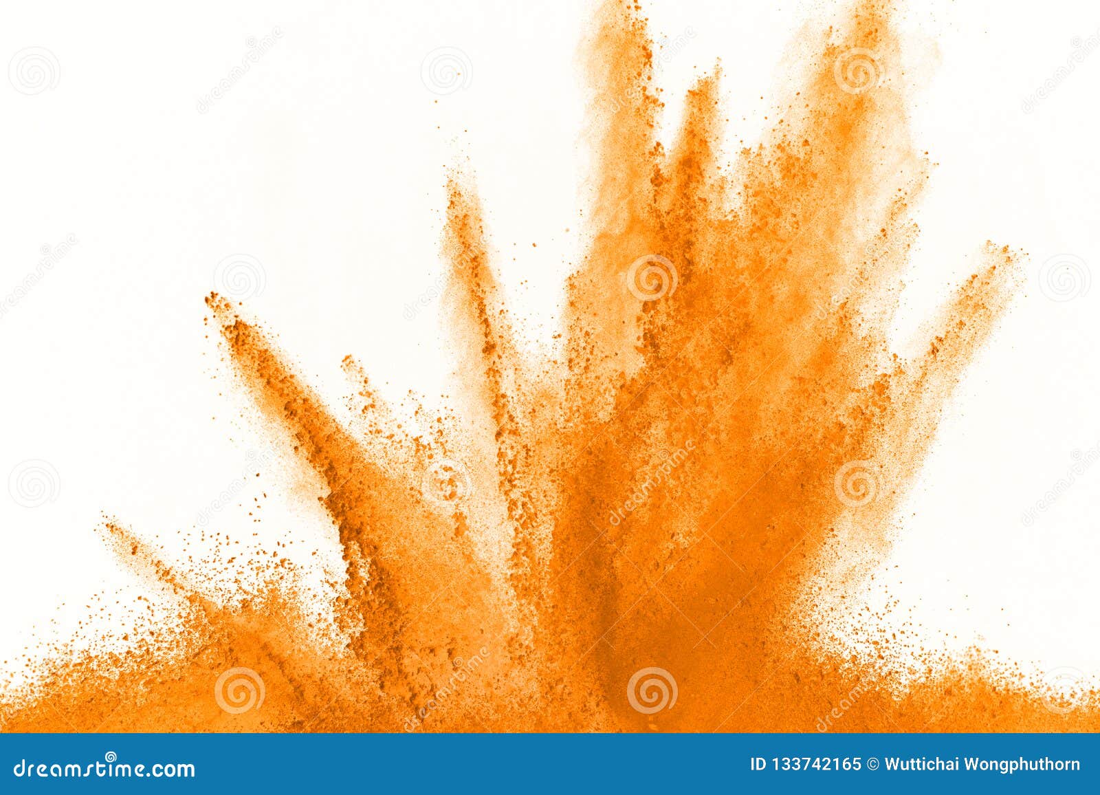 Abstract Orange Powder Splatted Background. Colorful Powder Explosion