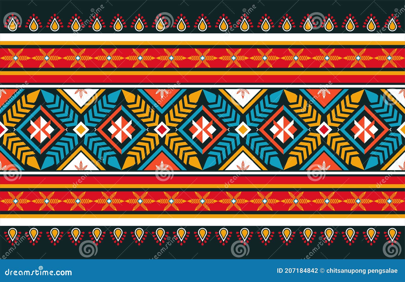 Abstract Orange and Red Geometric Native Pattern Seamless Vector ...
