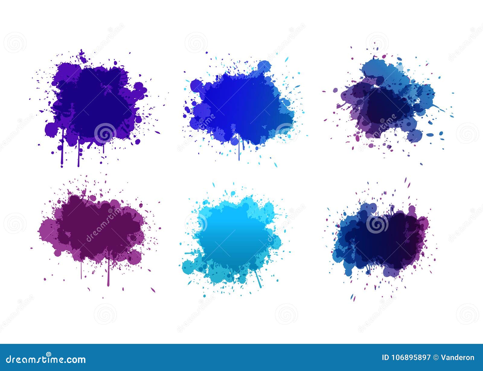 Abstract Paint Splashes Set for Design Use. Splatter Template Set Abstract Paint Splashes Set for Design Use. Splatter Template Set