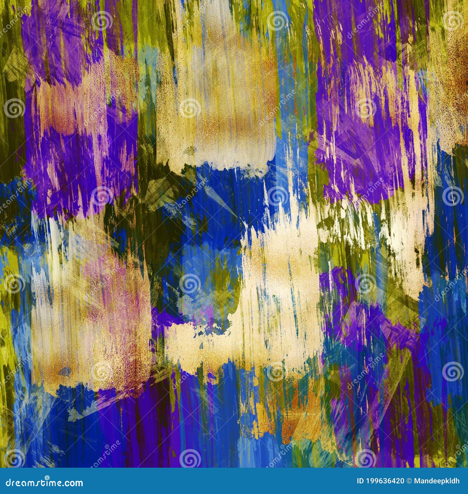 Purple, Blue And Gold Metallic Abstract Watercolor Art by Modern Art