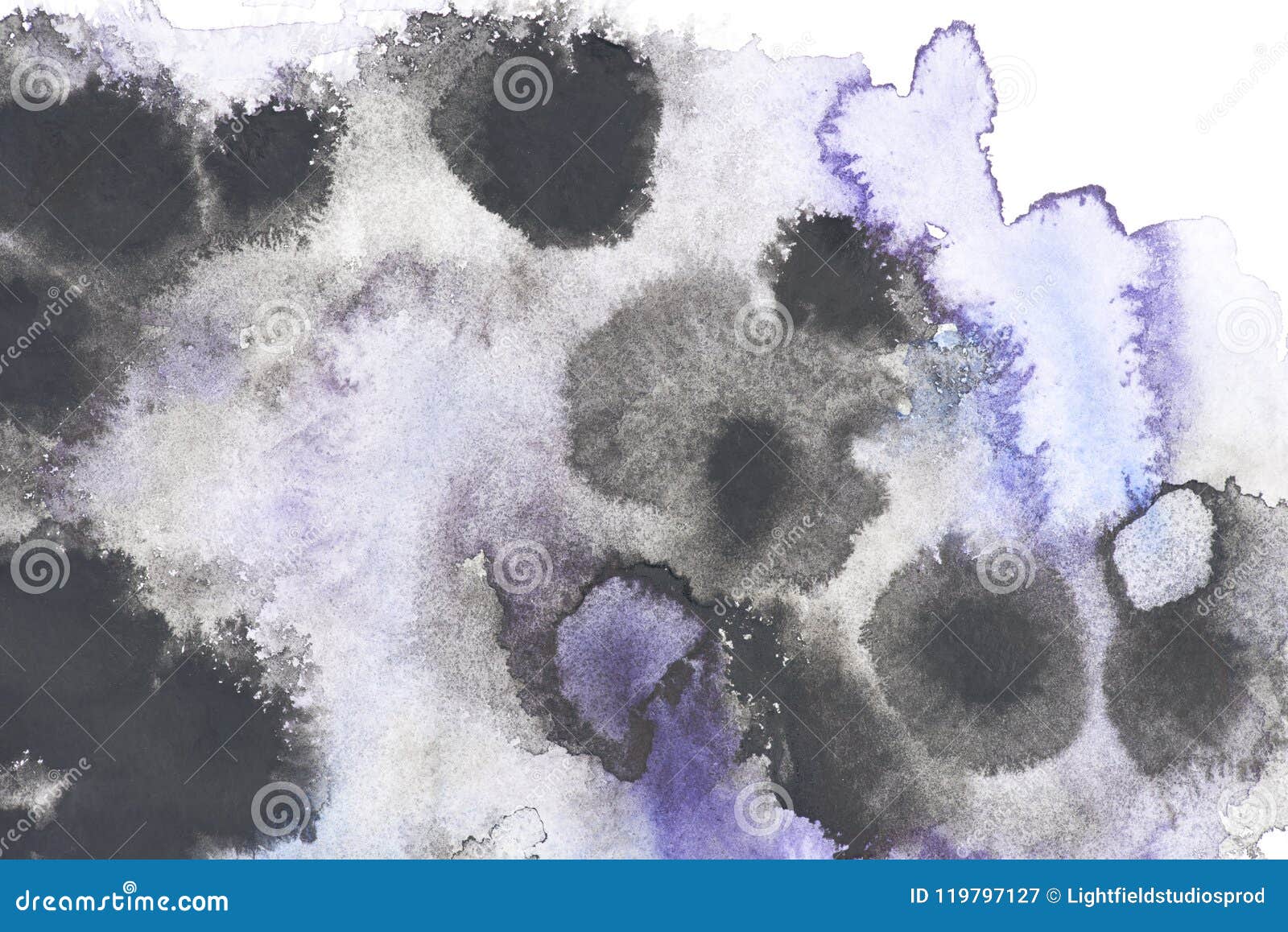 Abstract Painting with Black and Blue Paint Blots Stock Image Image of design, background