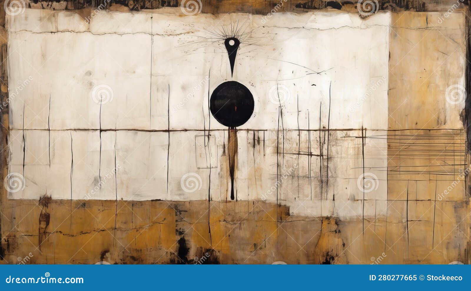 abstract painting of black object and white paper in gabriel pacheco style