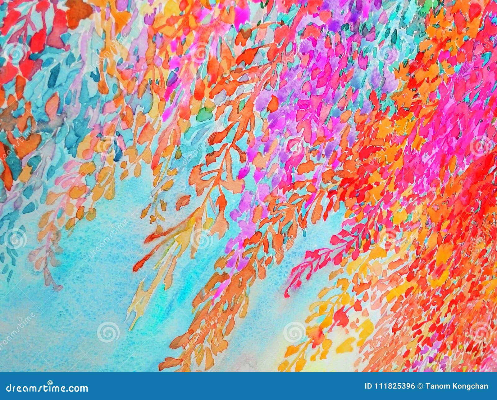 Abstract Painting Colorful a Bunch of Flowers in the Wind Editorial