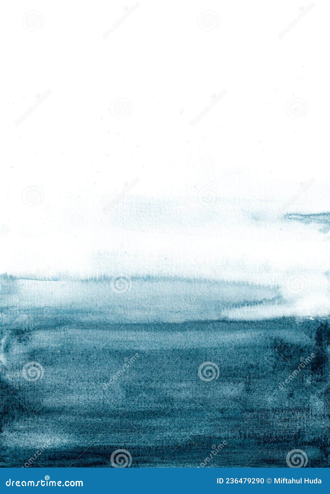 Abstract Painting of the Dark Deep Ocean. Watercolor Painting ...