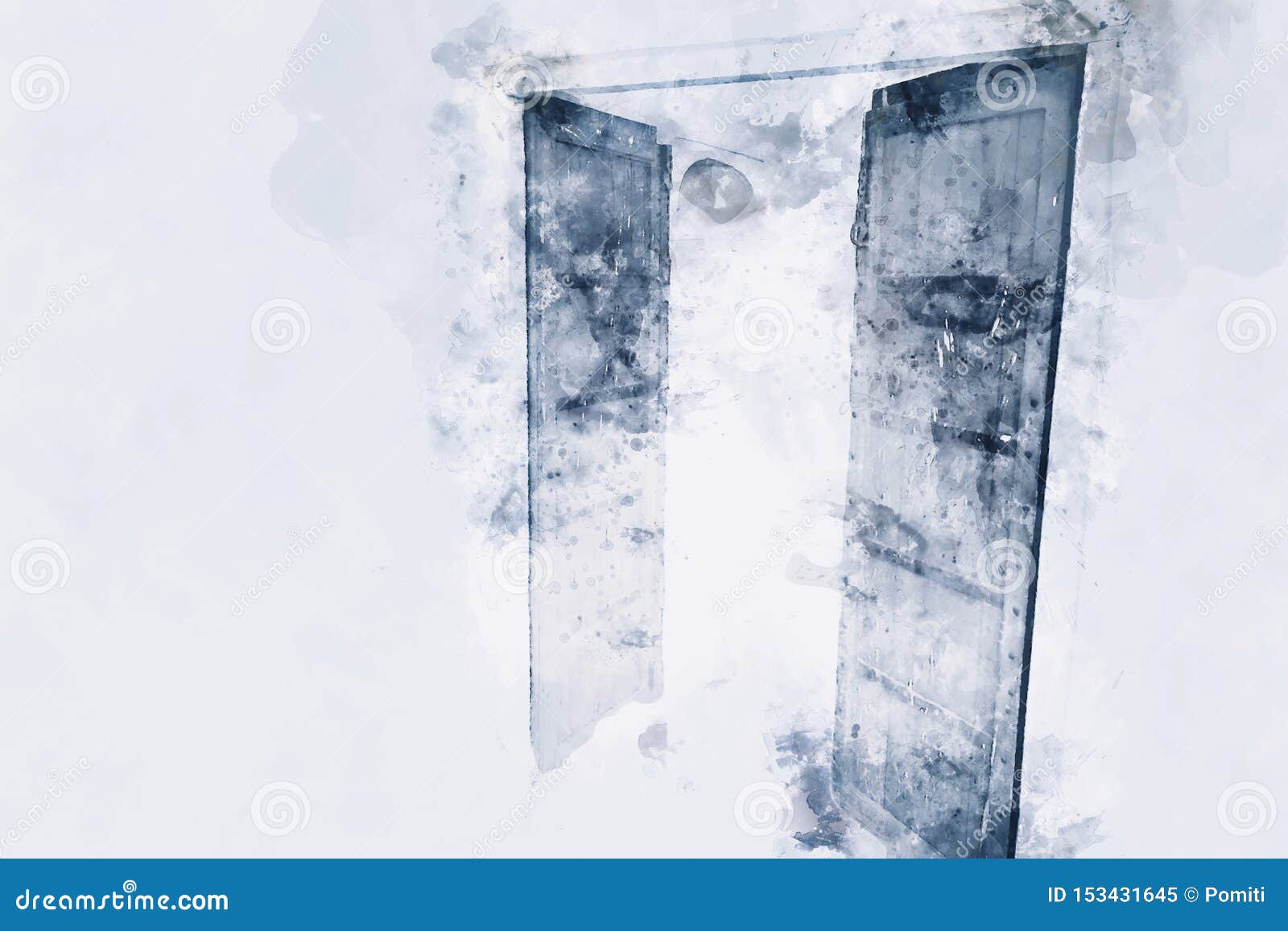 Abstract Painting of Doors in Cold Tone Stock Image Image of