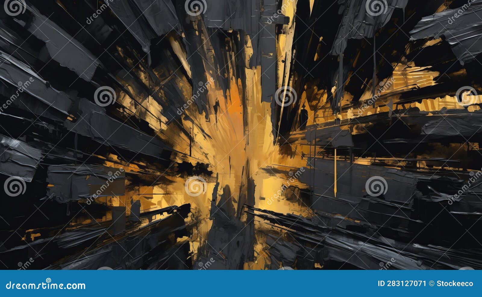 abstract painting in mike deodato style with black and yellow colors