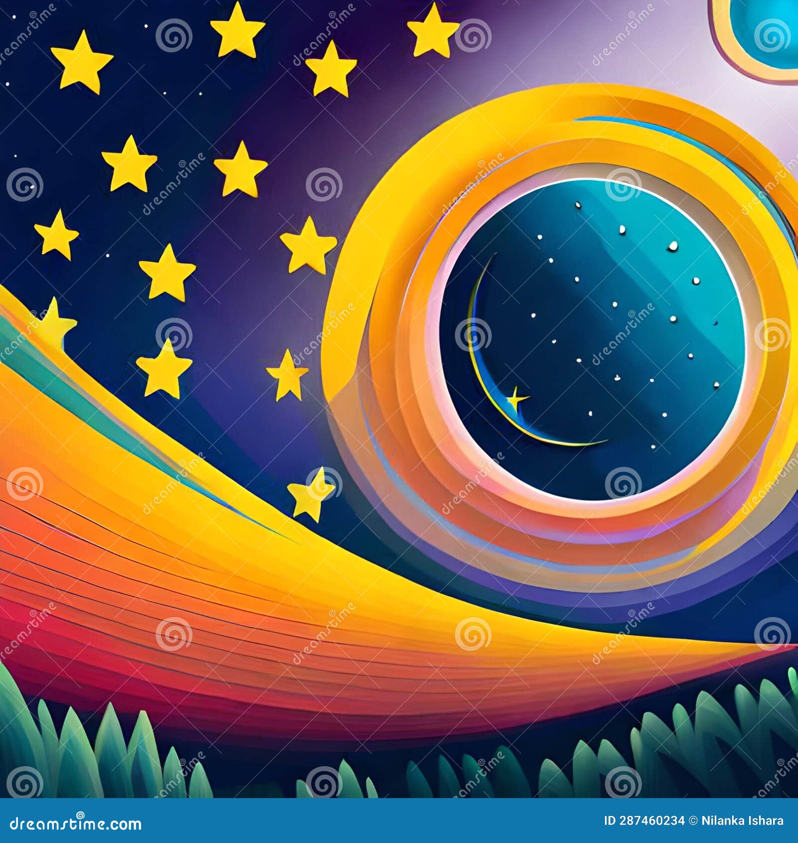 an abstract painting of the night sky