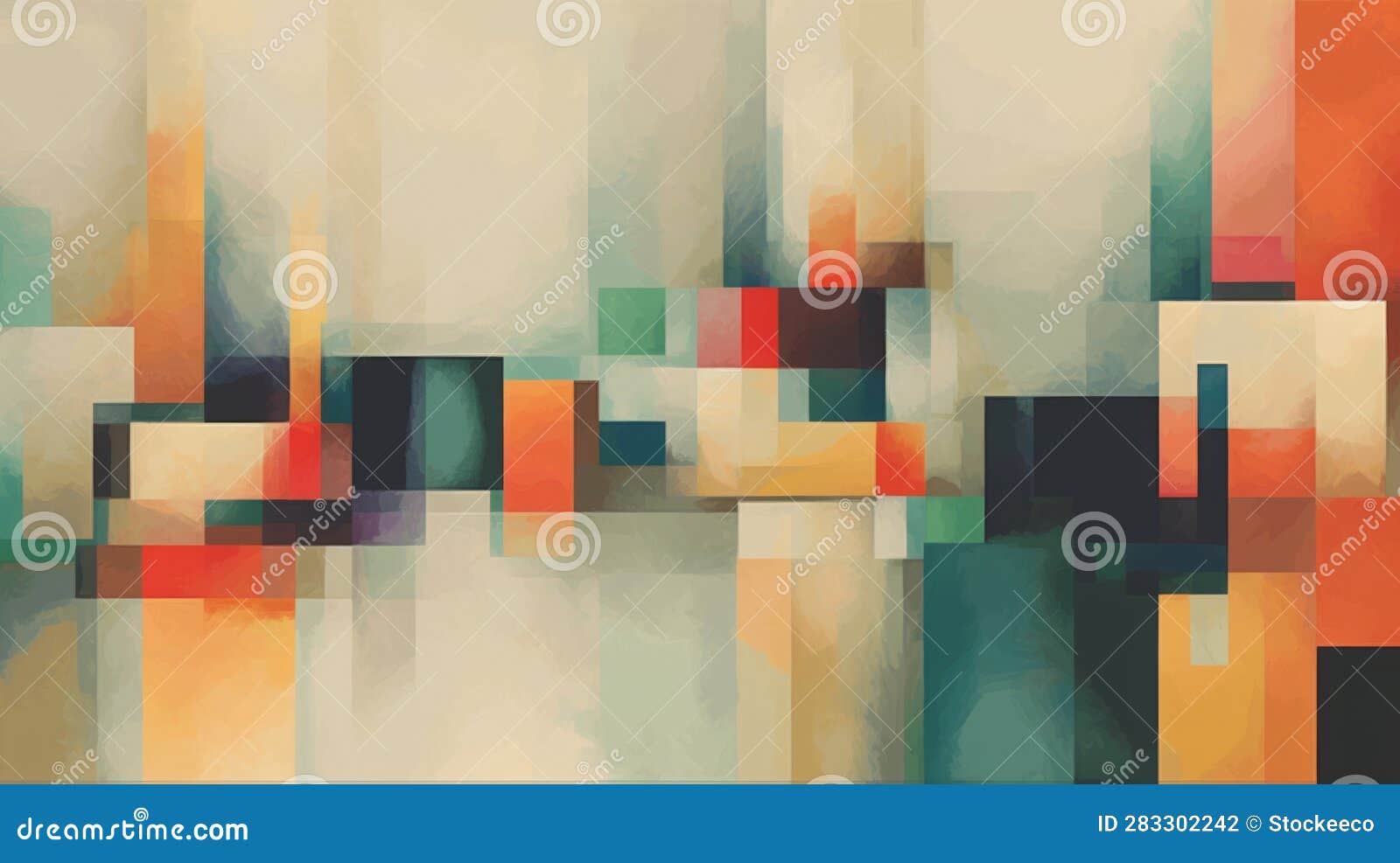 Envy in Colorful Squares an Abstract Minimalism Painting Stock