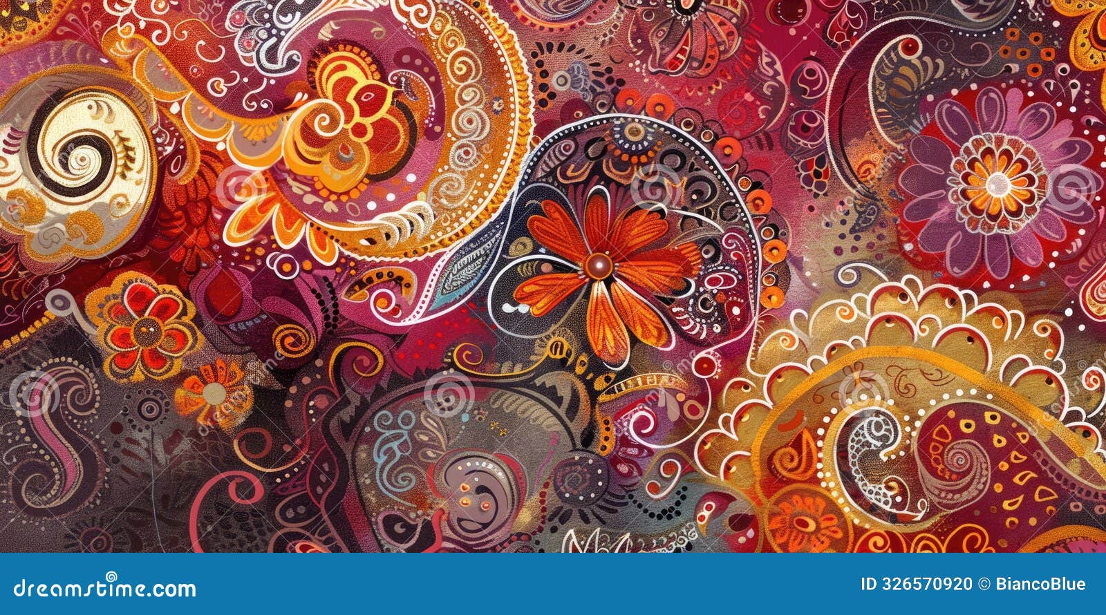 abstract paisley art with swirls, patterns, warm colors, creating dynamic, elegant  aig62