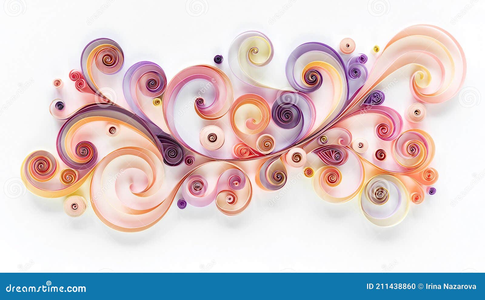 Abstract Panel Made of Colored Paper Scrolled into Curls and Rolls
