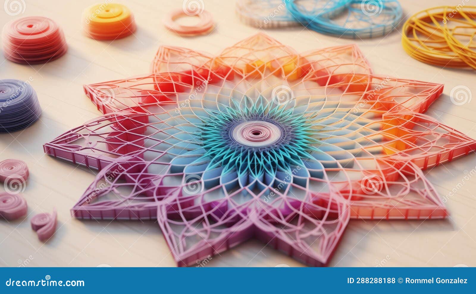 Art of Painting with Nails and Colorful Threads. Traditional