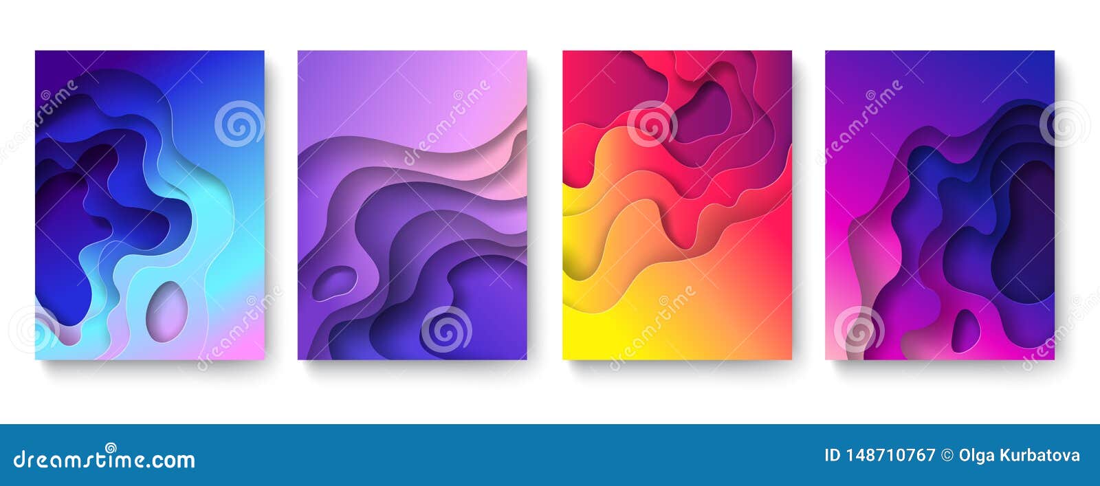 abstract paper cut background. cutout fluid s, color gradient layers. cutting papers art. purple carving 3d 