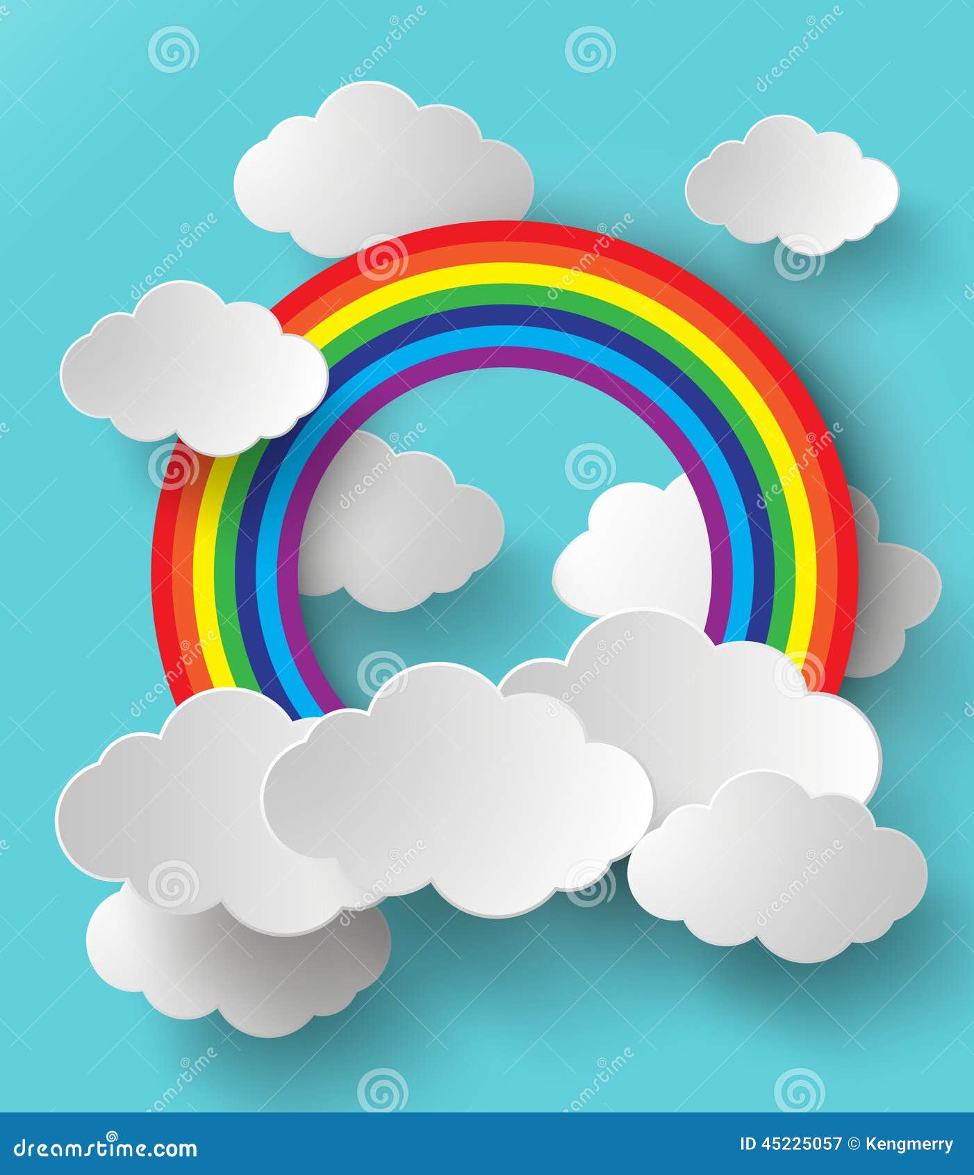 Paper Art Rainbow Design On Isolated White Illustration RoyaltyFree