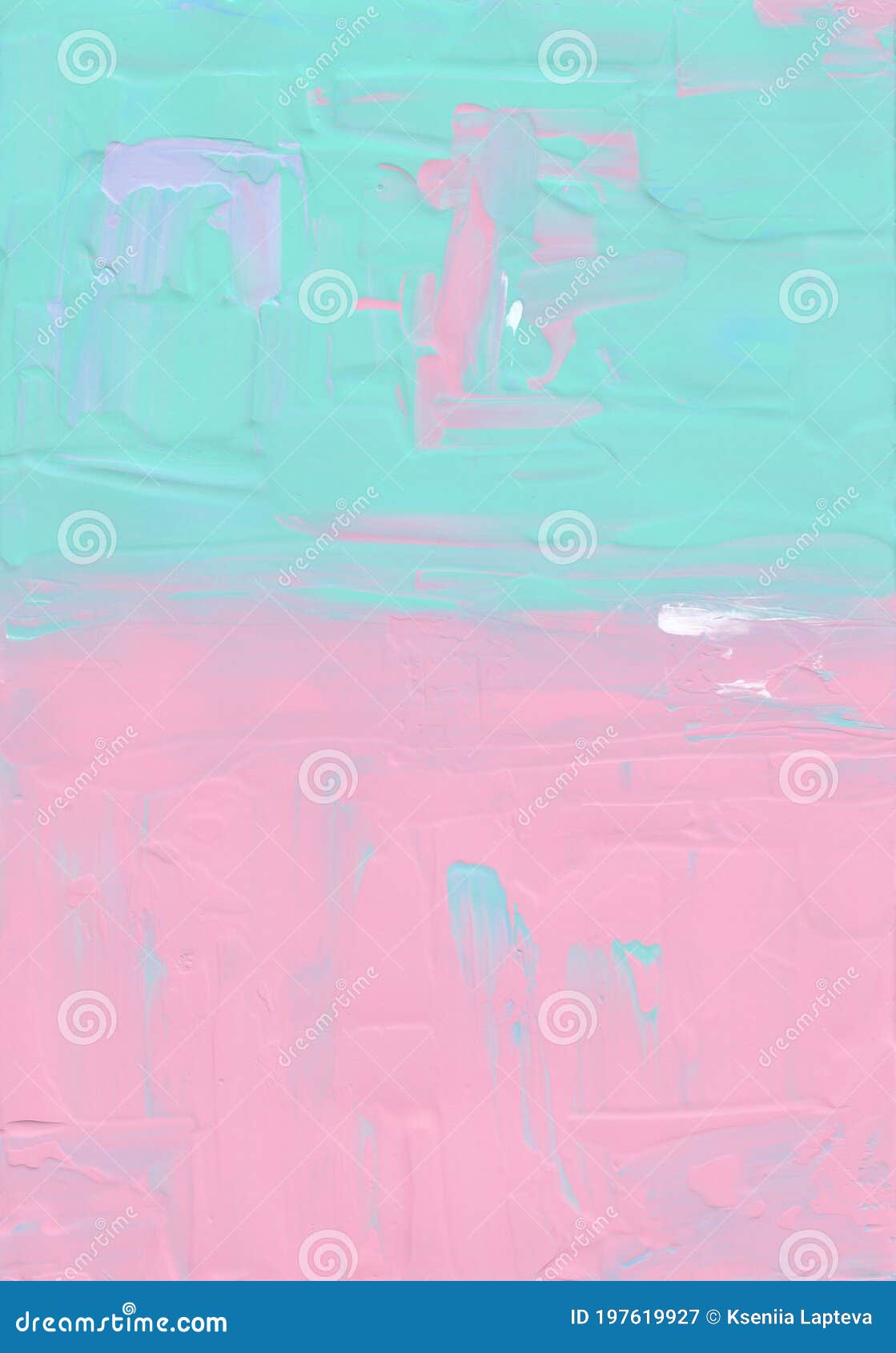 Abstract Pastel Green and Pink Background, Hand Painted Stock Image