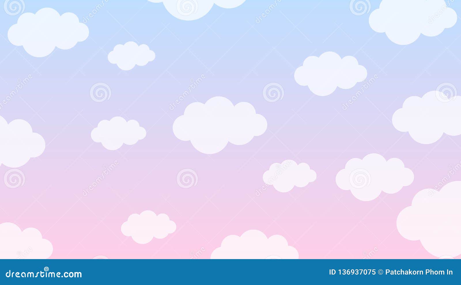 Abstract Pastel Kawaii Funny White Clouds. Seamless Pattern on Blue  Background Stock Illustration - Illustration of pink, graphic: 136937075