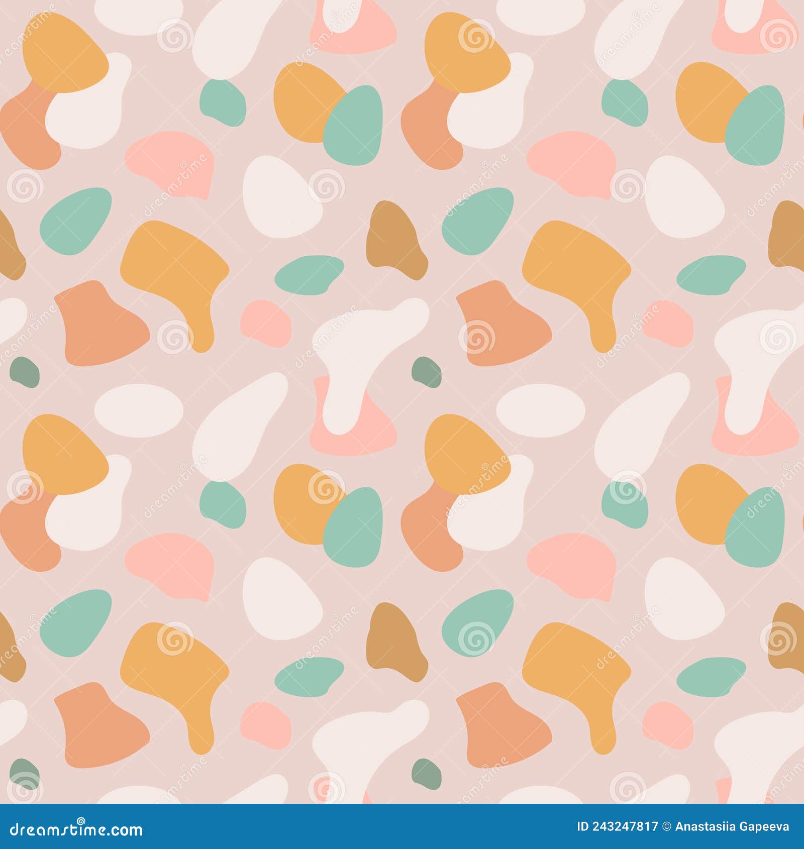 Abstract Pastel Shapes Seamless Pattern. Boho Spots. Bohemian Style for ...