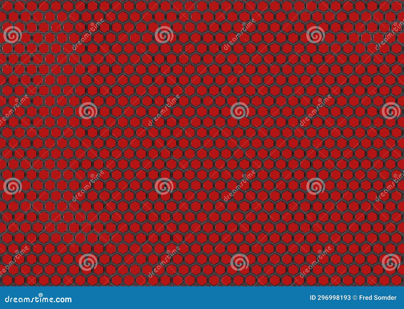 abstract pattern of a black grid with stylized sinuous lines forming the hexagonal cells against a red gradient background