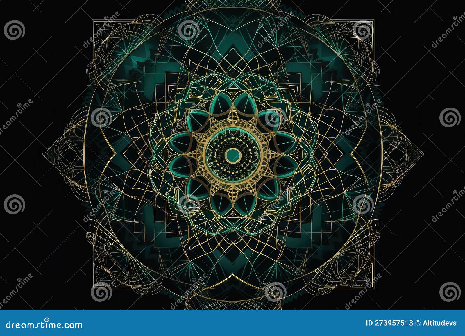 Abstract Pattern Created with Sacred Geometry and Mandalas on Dark