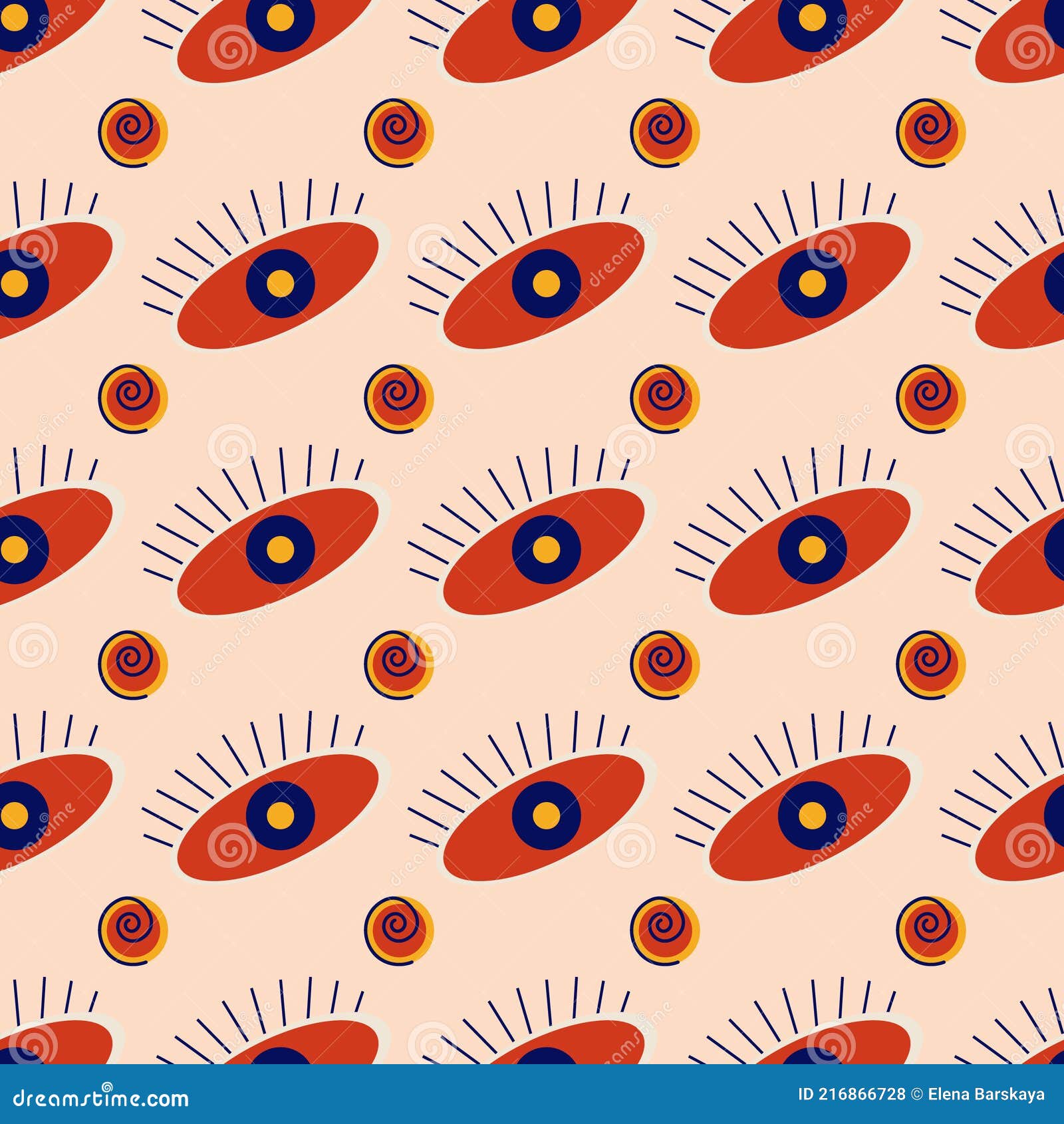 Abstract Pattern for Textile Design or Packaging Made of Red Eyes on a ...