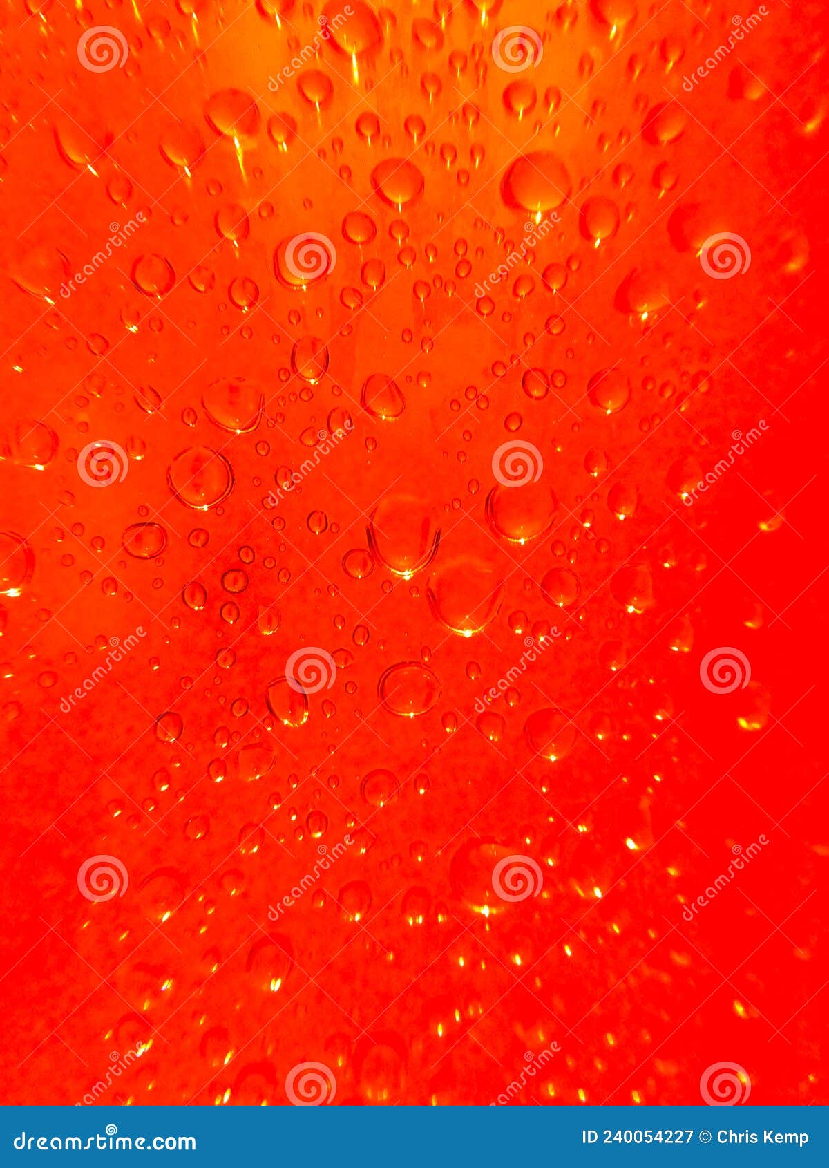 Semiabstract Close Up of Water Droplets on a Deep Orange Background