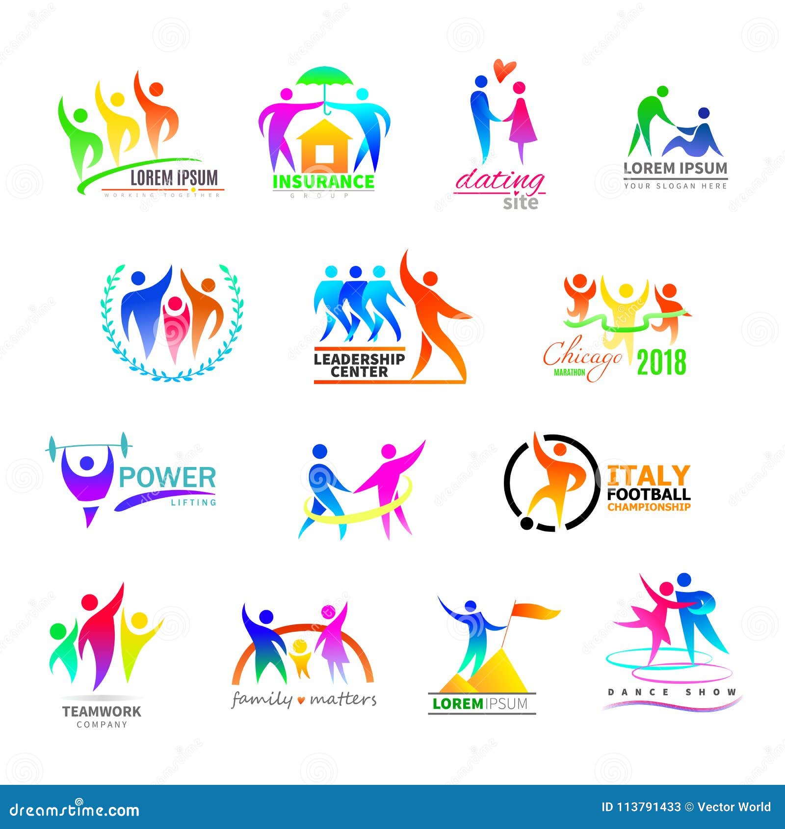 abstract people icon  person sign on logo of teamwork in business company or fitness logotype with sportsman