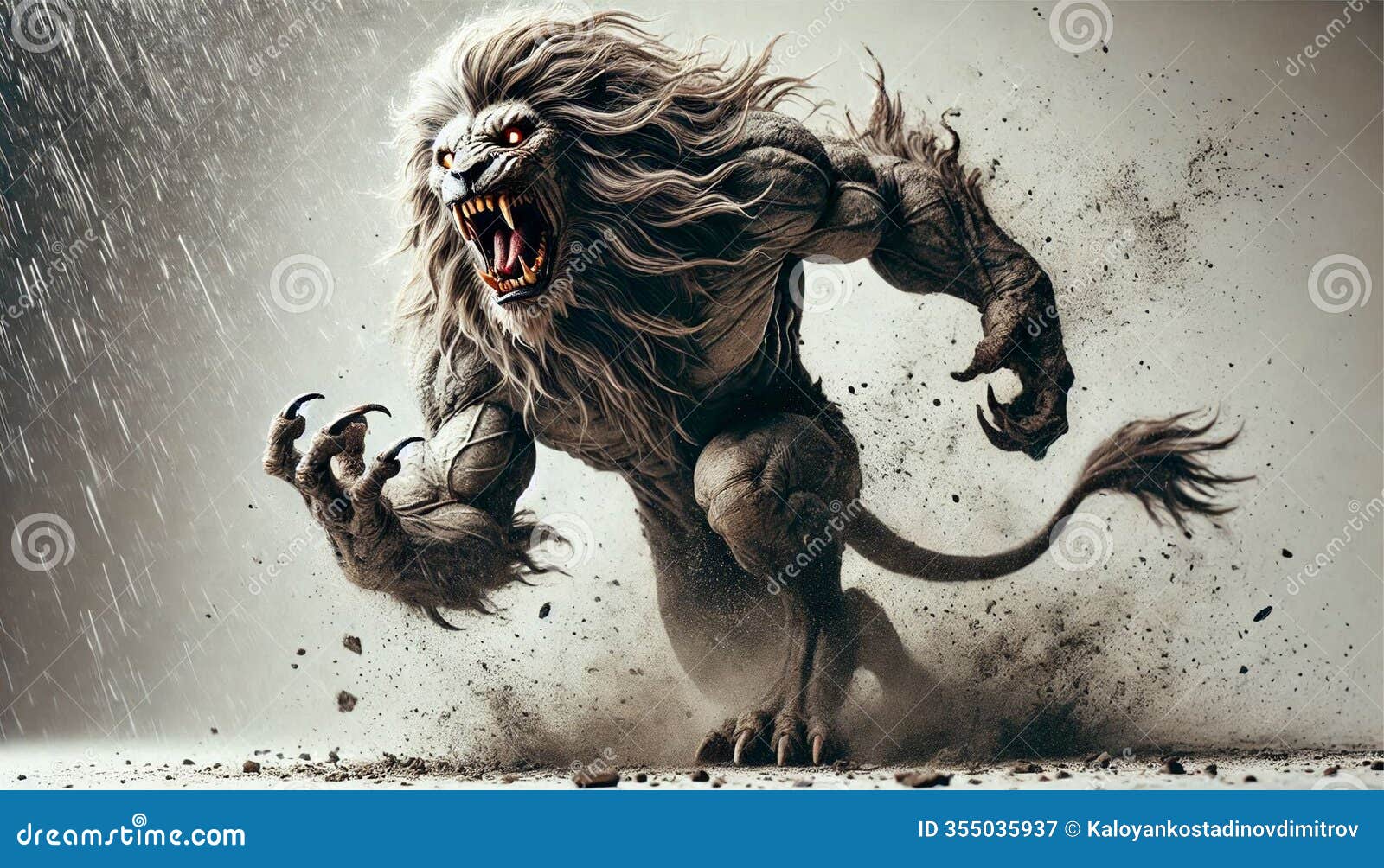 this abstract photo depicts a mythological monster inspired by a lion